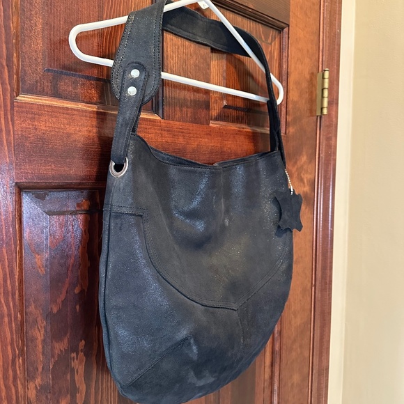 NWOT Cofi Diana Dark Blue Metallic Distressed Leather Hobo Bag  MSRP was $275 - Picture 7 of 9